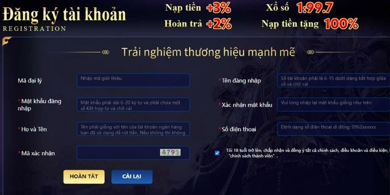 Những nội dung cần điền